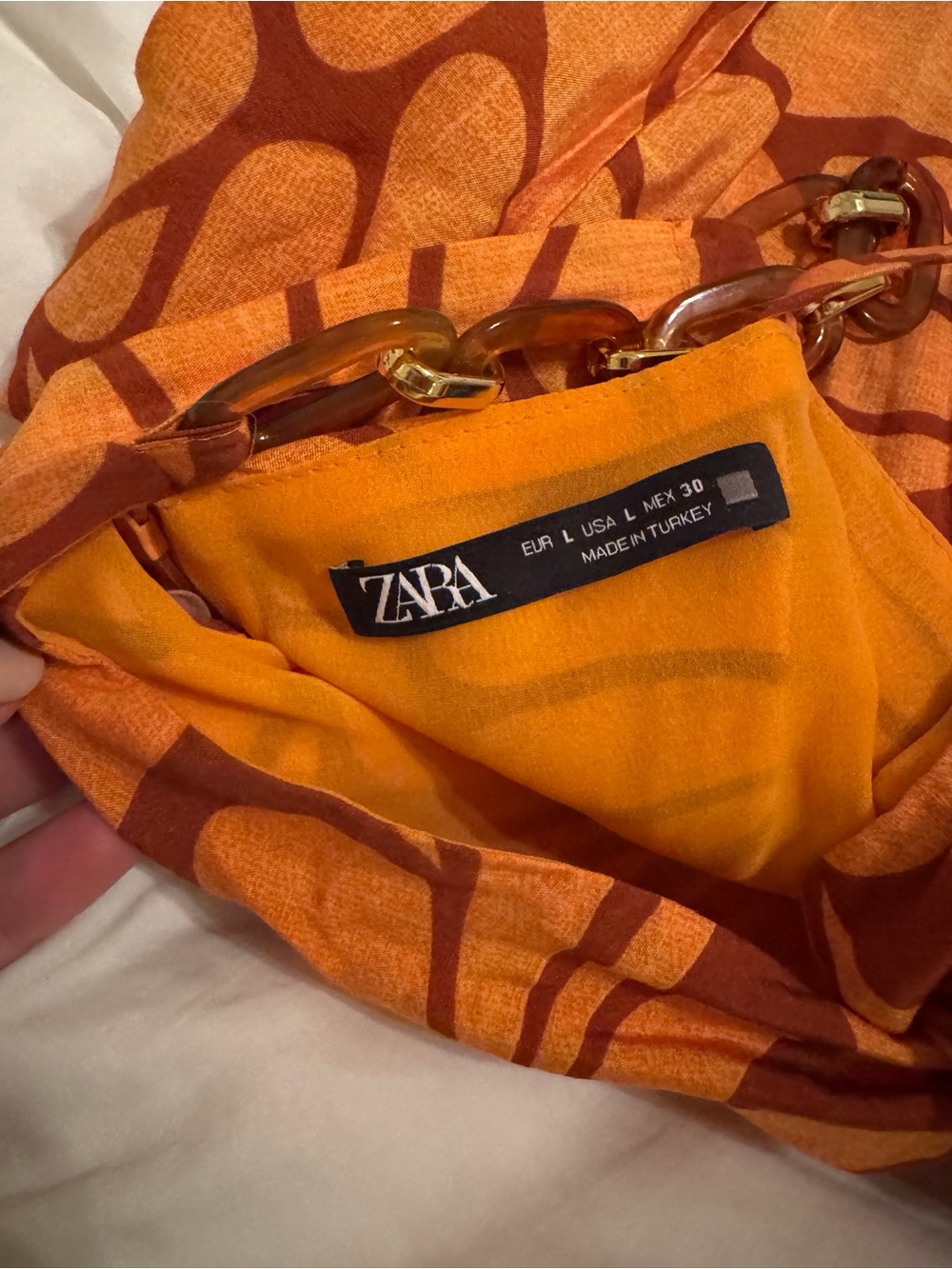 ZARA Orange and Red Floral-Print Midi Dress - Picture 7 of 7